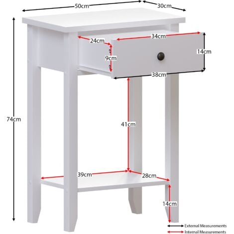 Windsor 1 Drawer Console Table With Shelf Side End Hallway Table, White