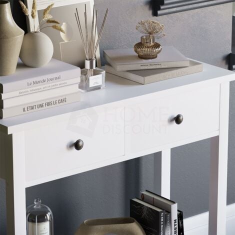 Windsor 2 Drawer Console Table With Shelf MDF Side End Hallway Table, White