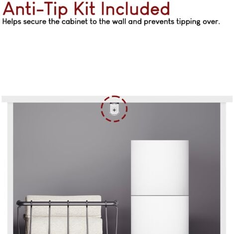 Priano 1 Door 2 Shelf Tallboy Freestanding Bathroom Cabinet Cupboard, White