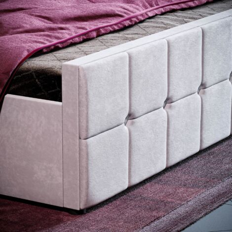 Valentina 5ft King Size Fabric Ottoman Bed Frame, Light Grey Velvet, 200 x 150 cm
