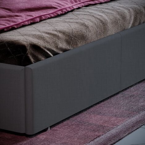Veronica 5ft King Size Fabric Ottoman Bed Frame, Dark Grey Linen, 200 x 150 cm