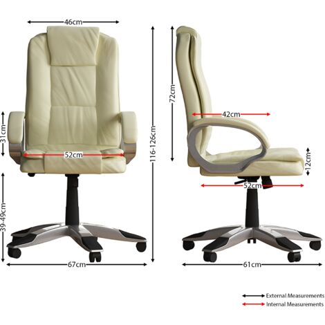 Charlton Office Chair Faux Leather Adjustable Ergonomic Executive Computer Desk Chair Swivel Seat, Cream
