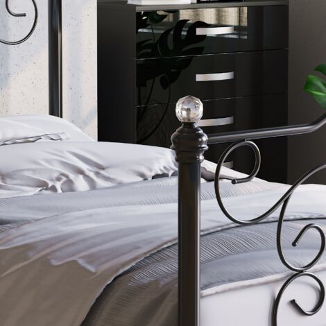Chicago 4ft Small Double Metal Bed Frame, 120 x 190 cm, Black
