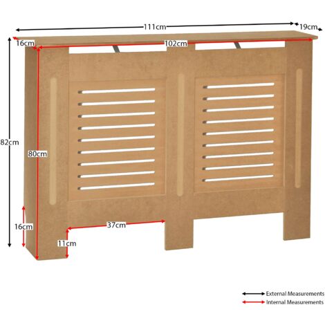Milton Radiator Cover MDF Modern Cabinet Slatted Grill, Unfinished, Medium