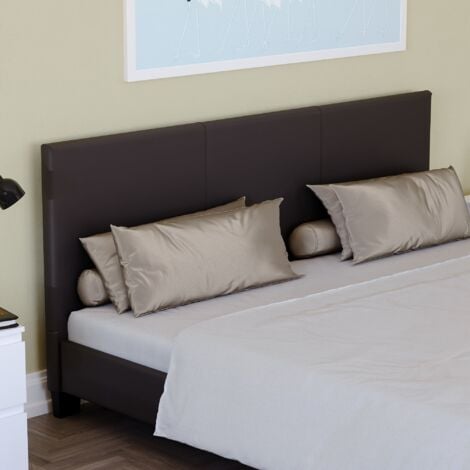 Lisbon 5ft King Size Faux Leather Bed Frame, Brown, 200 x 150 cm