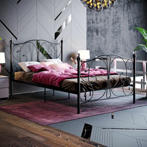 Barcelona 4ft Small Double Metal Bed Frame, Black, 190 x 120 cm
