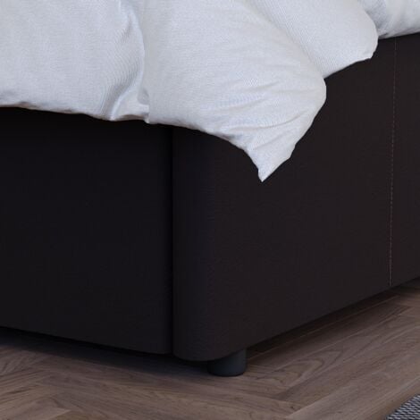 Lisbon 4ft Small Double Faux Leather Ottoman Bed Frame, 120 x 190 cm, Brown