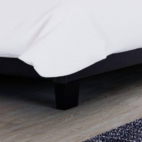Lisbon 5ft King Size Faux Leather Bed Frame, Black, 200 x 150 cm