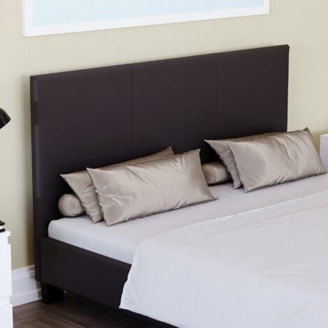 Lisbon 4ft Small Double Faux Leather Bed Frame, Brown, 190 x 120 cm