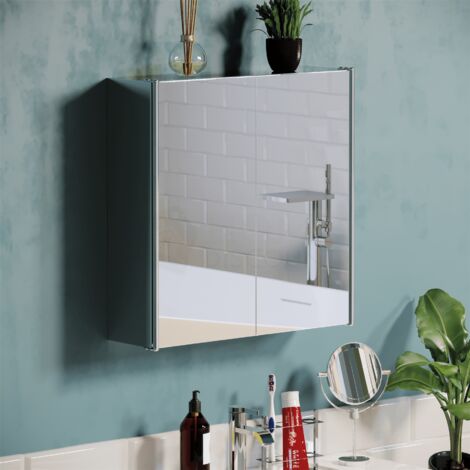 Tiano 2 Door Bathroom Cabinet Stainless Steel Mirrored Wall Mounted Cupboard