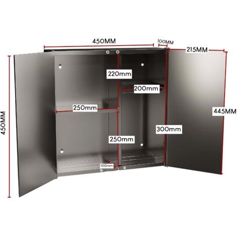Tiano 2 Door Bathroom Cabinet Stainless Steel Mirrored Wall Mounted Cupboard