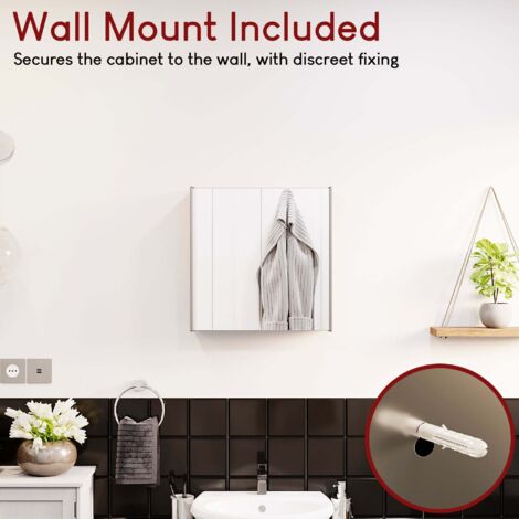 Tiano 2 Door Bathroom Cabinet Stainless Steel Mirrored Wall Mounted Cupboard
