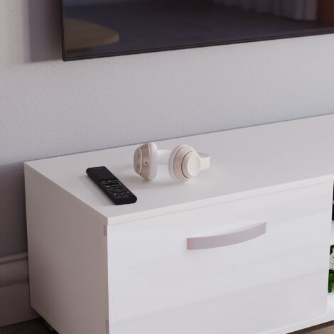 Cosmo TV Cabinet Stand 2 Door Modern High Gloss Cabinet Unit, 160cm, White