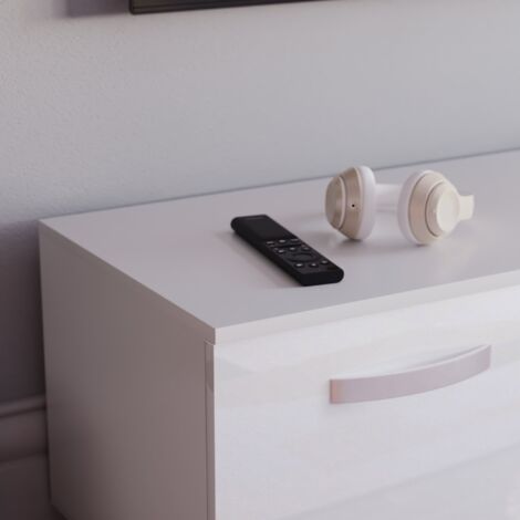 Cosmo LED TV Cabinet Stand 2 Door Modern High Gloss Cabinet Unit, 140cm, White