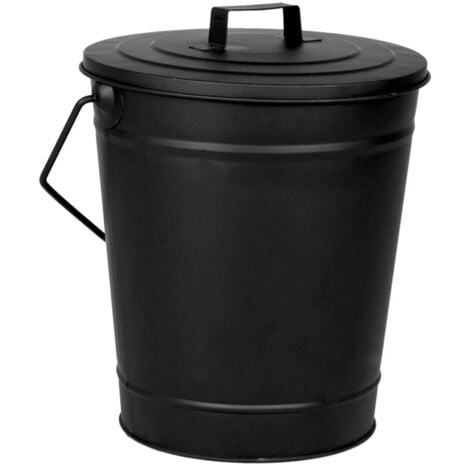 Ash Bucket Steel Coal Wood Log Kindling Scuttle Fireplace Accessory, Black
