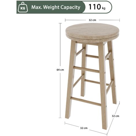 Wooden Revolving Bar Stool Solid Pine Kitchen Dining Room Seat, Pine