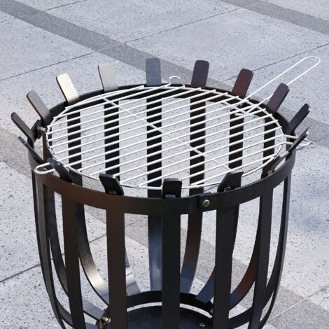 Steel Brazier Square BBQ Fire Pit Grill Patio Garden Outdoor Camping Heater Log Burner