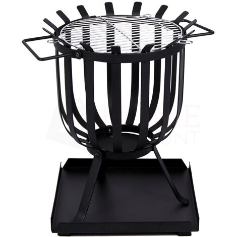 Steel Brazier Square BBQ Fire Pit Grill Patio Garden Outdoor Camping Heater Log Burner