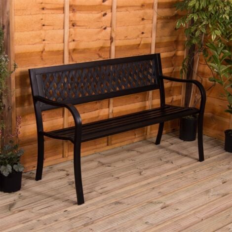 Steel Garden Bench 3 Seater Outdoor, Lattice
