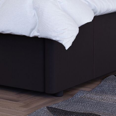 Lisbon 3ft Single Faux Leather Ottoman Bed Frame, Brown, 190 x 90 cm