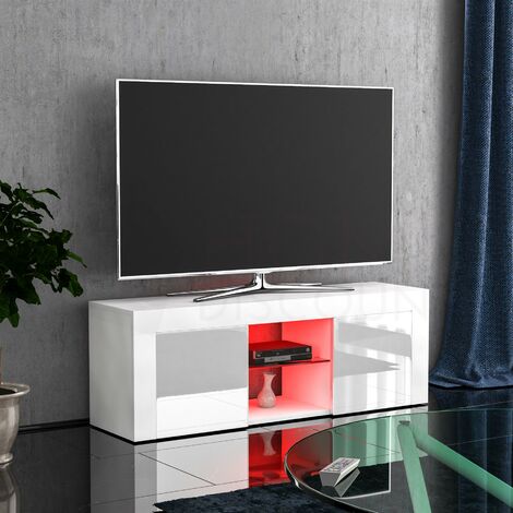 Eclipse LED TV Unit Cabinet Stand 2 Door Modern High Gloss Cabinet Unit, White