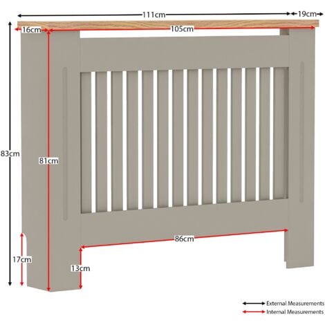 Arlington Radiator Cover MDF Modern Cabinet Slatted Grill, Grey, Medium