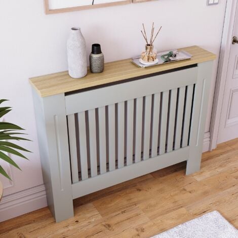 Arlington Radiator Cover MDF Modern Cabinet Slatted Grill, Grey, Medium