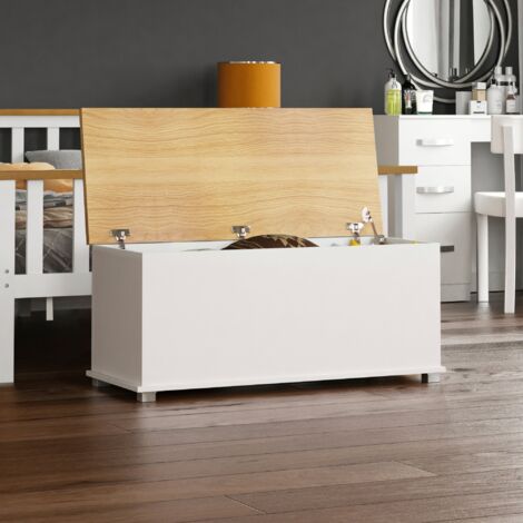 Arlington Storage Ottoman Bench Bedding Blanket Box Hallway Bedroom Chest, White