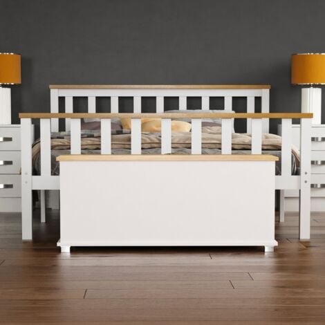 Arlington Storage Ottoman Bench Bedding Blanket Box Hallway Bedroom Chest, White