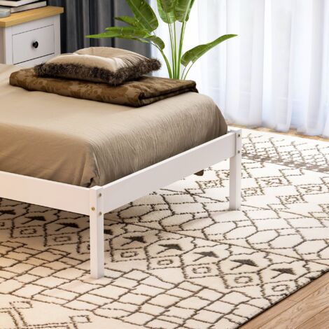Milan 3ft Single Solid Pine Wood Bed Frame, Low Foot End, White, 190 x 90 cm