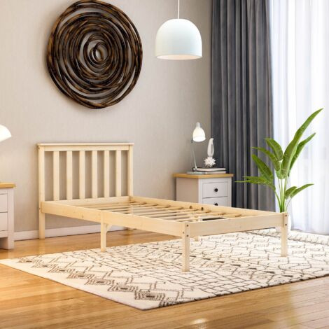 Milan 3ft Single Solid Pine Wood Bed Frame, Low Foot End, 90 x 190 cm, Pine