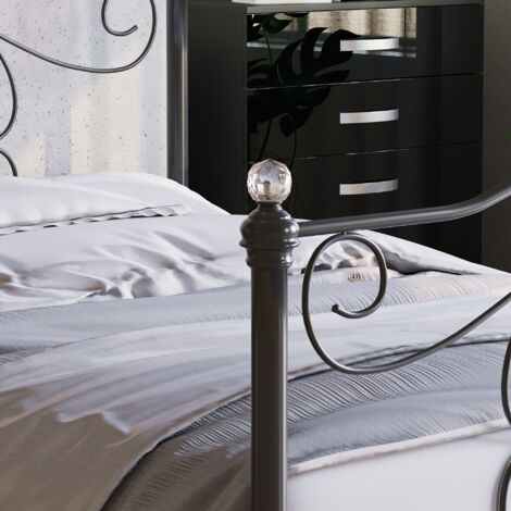 Chicago 5ft King Size Metal Bed Frame, Black, 200 x 150 cm