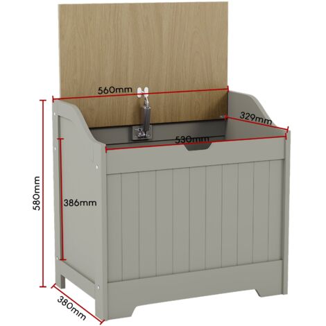 Priano Toy Box Storage Ottoman Bench Seat Bedroom Hallway Chest, Grey-&-Oak
