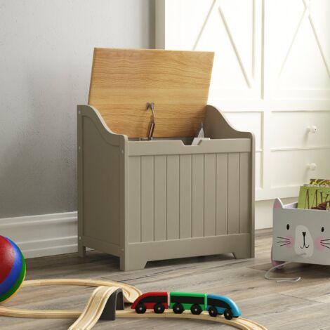 Priano Toy Box Storage Ottoman Bench Seat Bedroom Hallway Chest, Grey-&-Oak