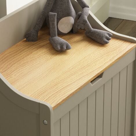 Priano Toy Box Storage Ottoman Bench Seat Bedroom Hallway Chest, Grey-&-Oak
