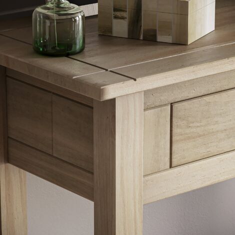 Panama 2 Drawer Console Table With Shelf Solid Pine Side End Hallway Table