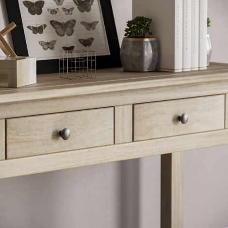 Panama 2 Drawer Console Table With Shelf Solid Pine Side End Hallway Table