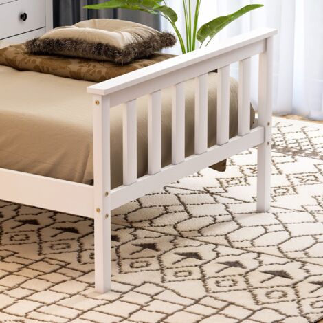 Milan 3ft Single Solid Pine Wood Bed Frame, High Foot End, White, 190 x 90 cm
