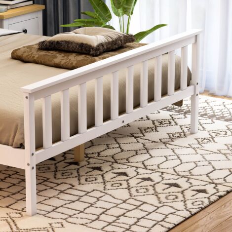Milan 5ft King Size Solid Pine Wood Bed Frame, High Foot End, 150 x 200 cm, White