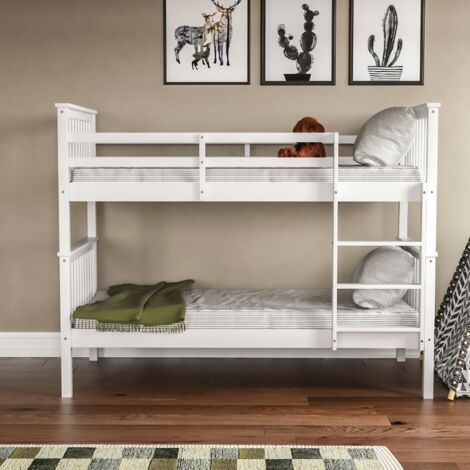 Milan 3ft Single Wood Detachable Bunk Bed, 90 x 190 cm, White