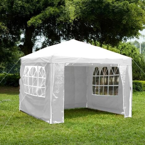 3x3m Gazebo With Sides Outdoor Garden Heavy Duty Party Tent, White