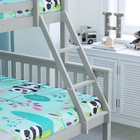 Milan Triple Sleeper Solid Pine Wood Detachable Bunk Bed, Single & Double Bed, Grey