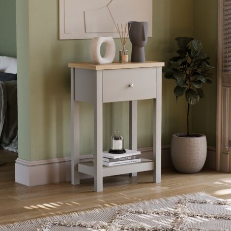 Arlington 1 Drawer Console Table With Shelf Side End Hallway Table, Grey