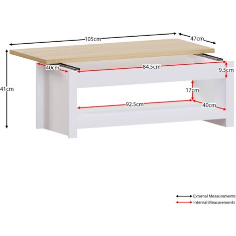 Arlington Sliding Top Coffee Table With Shelf Living Room Furniture, White
