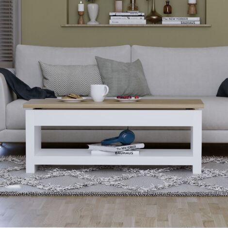 Arlington Sliding Top Coffee Table With Shelf Living Room Furniture, White