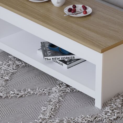 Arlington Sliding Top Coffee Table With Shelf Living Room Furniture, White