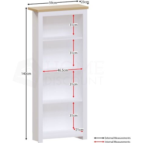 Arlington 4 Tier Bookcase Shelving Storage Unit, White