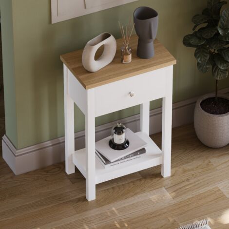 Arlington 1 Drawer Console Table With Shelf Side End Hallway Table, White