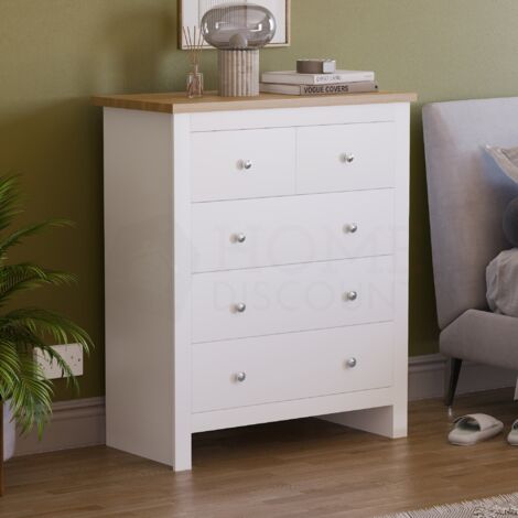 Arlington 5 Drawer Chest of Drawers Bedroom Storage Furniture, White