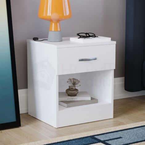 Riano 3 Piece Bedroom Furniture Set Bedside Table, Chest of Drawers & Wardrobe, White